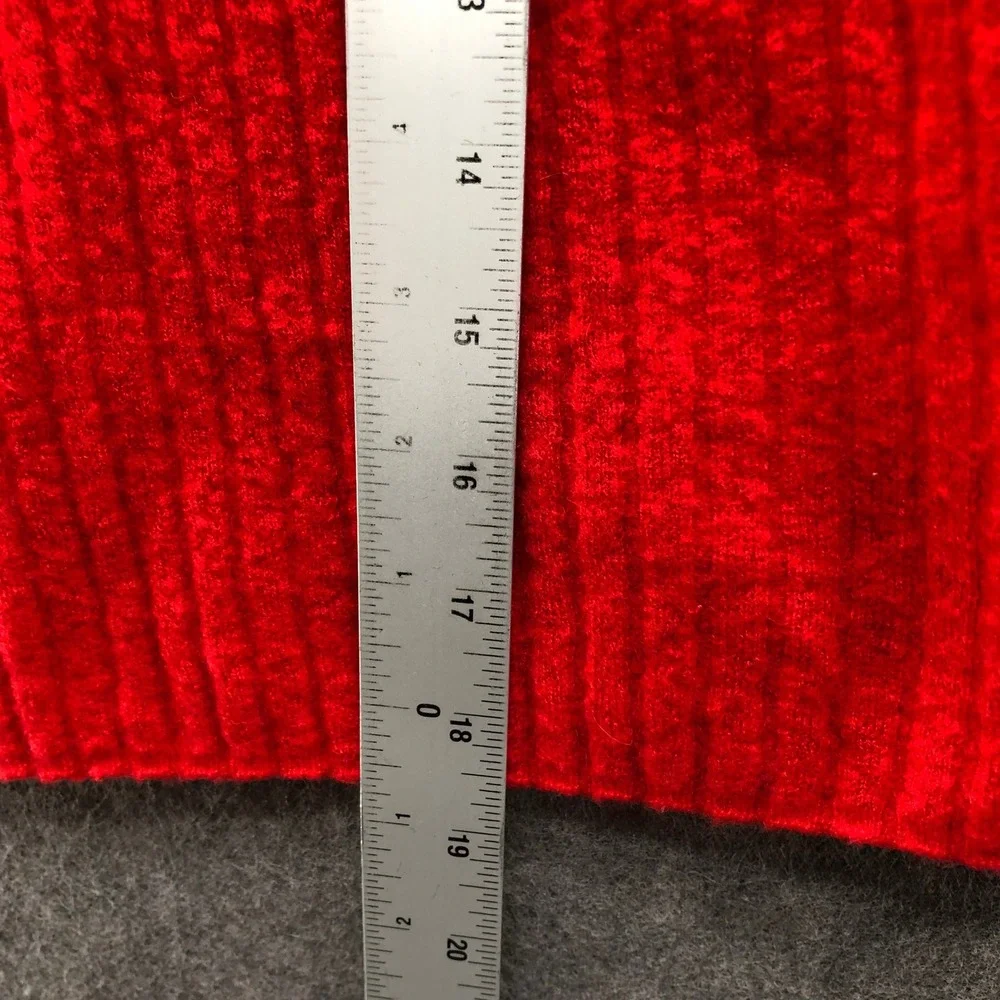 J Crew 100% Cashmere Short Sleeve Cherry Red Sweater Womens S Ribbed Crewneck